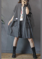 Vestido vaquero gris vintage con bolsillos grandes